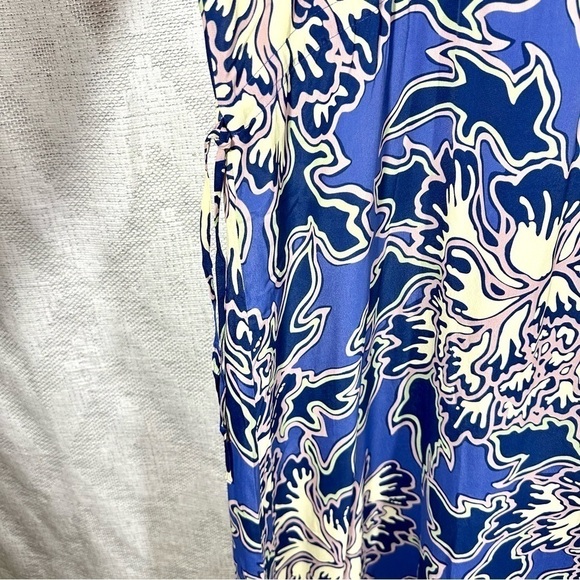 CLOSED Emily floral maxi kobalt long sleeve silk blend dress size L - Picture 6 of 11